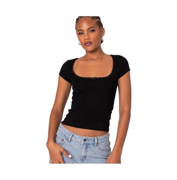 Womens Priscilla Lace Trim T Shirt