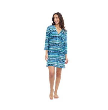 Women's Bachata V Neck Mesh Tunic Dress with Sleeves