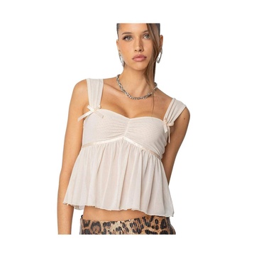 Womens Bowe Babydoll Mesh Top