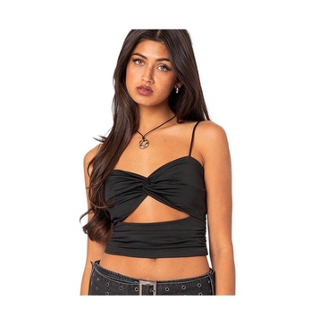 Women's Twist front gathered cut out tank top