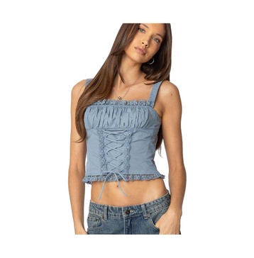 Womens Juliet Ruched Lace Up Corset