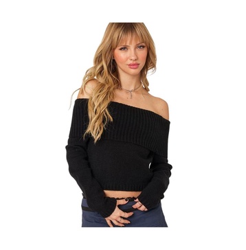 Womens Tamara Fold Over Knit Top