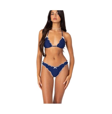 Women's Golden Ruffle Edge Triangle Bikini Top