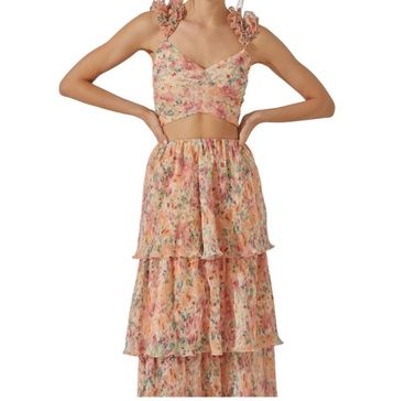 penn plisse top in orange