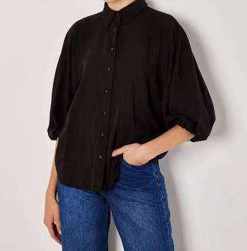 puff sleeve top in black