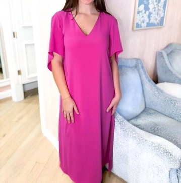 meredith midi dress in fuschia red