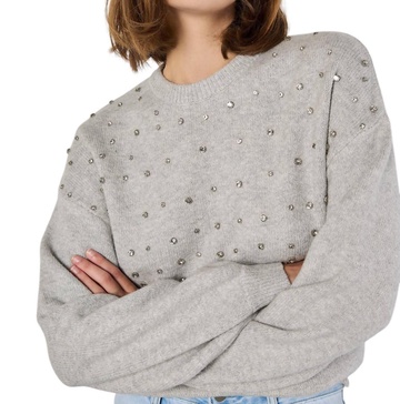 gem neckline sweater in grey