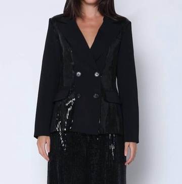 sequin blazer in black