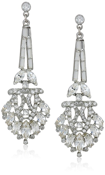Ben-Amun Drop Earrings with Swarovski Crystals, Silver Plated, Fashion Jewelry for Women, Made in New York