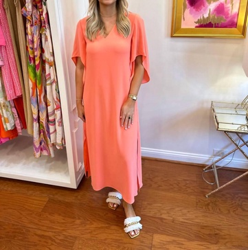 meredith midi dress in fusion coral
