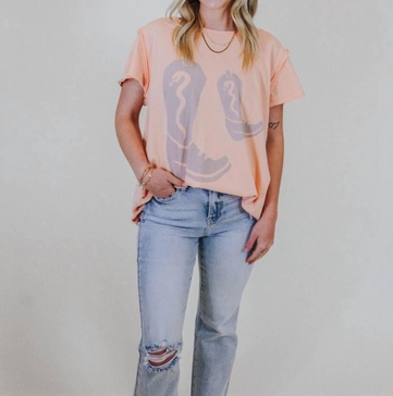 boots print graphic tee cotton jersey in peach