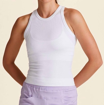 seamless rib tank in white