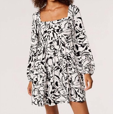 brushstroke mini dress in white
