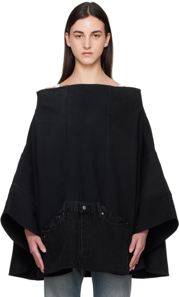 Black Nº73 Sweaterponcho Vintage Denim Jacket