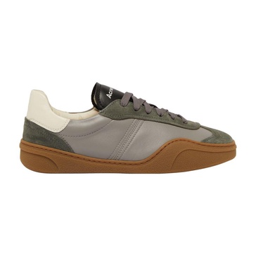 Logo suede-trimmed sneakers