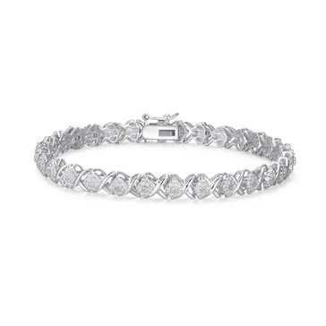 Amazon Essentials .925 Sterling Silver Rhodium Plated X-Link Diamond Tennis Bracelet for Women (1/10 cttw, I-J Color, I3 Clarity, 7.25"), Hypoallergenic Women's Jewelry