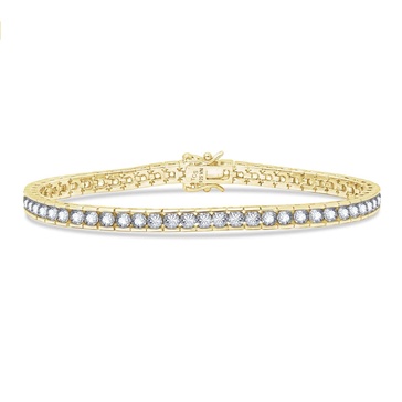 Amazon Essentials Platinum or Sterling Silver Infinite Elements Cubic Zirconia Round Tennis Bracelet, (previously Amazon Collection)