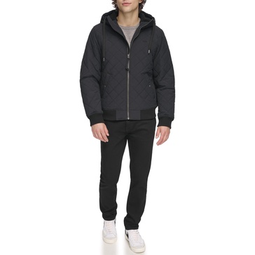 Levi's Men's Diamond Quilted Hoody Bomber with Sherpa Lining