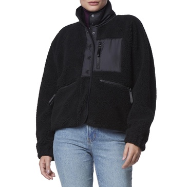 Andrew Marc Women's Mixed Sherpa Zip Front Jacket