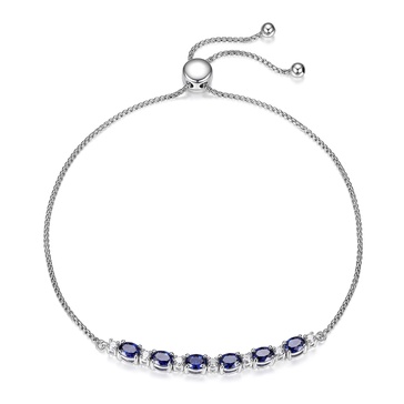 Amazon Essentials 0.175 cttw Lab Grown Diamond and Created Emerald 925 Sterling Silver Bar Bolo Adjustable Bracelet (previously Amazon Collection)