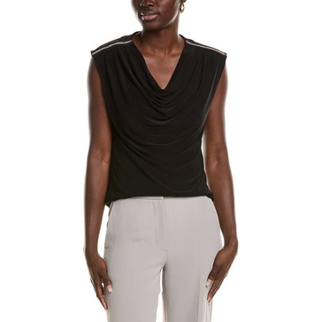 Anne Klein Womens Solid Blouse