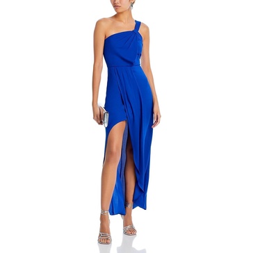 BCBGMAXAZRIA Women's One Shoulder Gown with Pleated Strap