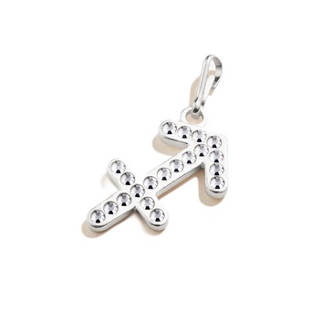 Alex and Ani Zodiac Saggitarius Pavé Crystal Charm Chain Station, Saggitarius,Sterling Silver, Clear Crystals, Charm Size 0.48 inch Width by 0.68 inch Height