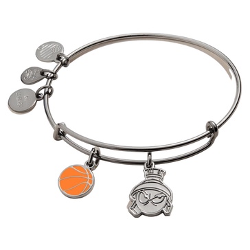 Alex and Ani AS21EBSJ04RTH,Space Jam Marvin the Martian Duo Charm Expandable Bangle Bracelet,Midnight Silver,Orange, Bracelets
