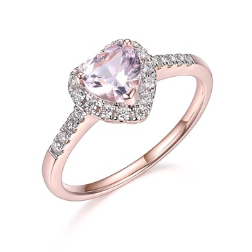 Amazon Essentials 18 Karat Rose Gold Over Sterling Silver Created Pink Sapphire and 1/5th Carat Total Weight Lab Grown Diamond Heart Halo Ring, Size 7 (previously Amazon Collection)