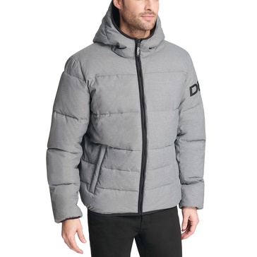 DKNY Men's Water Resistant Ultra Loft Hooded Logo Puffer Jacket (Standard and Big & Tall)