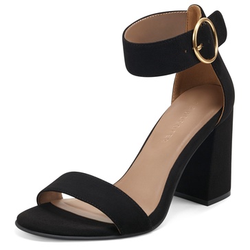 Aerosoles Women's Lawrence Heeled Sandal, Black Faux Suede, 6 Wide