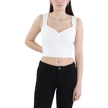 womens solid sweetheart neckline cropped