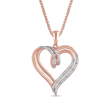 Amazon Essentials Sterling Silver Diamond Double Heart Pendant Necklace (1/10 cttw),18" , (previously Amazon Collection)