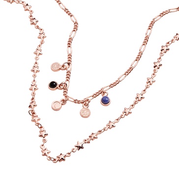 Alex and Ani A20ENMOONSR,Crescent Moon 19 in. Layered Necklace,Shiny Rose Gold,Blue/Black, Necklaces