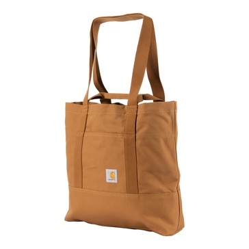 Carhartt Vertical 18L Tote Bag, Firm Duck Cotton Material W/Hand and Shoulder Straps, Brown