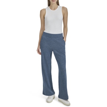 Andrew Marc Women's Pull on Wide Leg Ribbed Pants