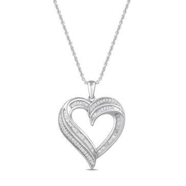 Amazon Essentials women Sterling Silver Diamond Heart Pendant Necklace (1/2 cttw), 18", (previously Amazon Collection)