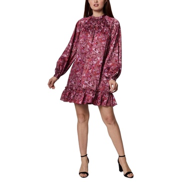 BCBGeneration Women's Long Sleeve Mock Neck Flounce Hem Mini Dress