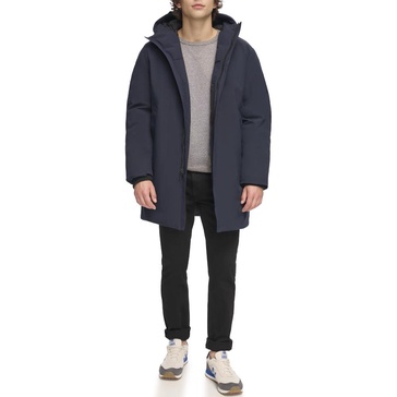 DKNY Men's Water Resistant Hooded Logo Parka Jacket