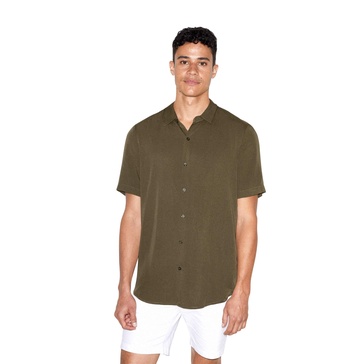 American Apparel Men's Viscose Short Sleeve Button Up Shirt
