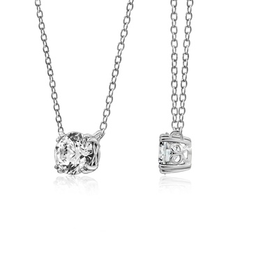 Amazon Essentials Sterling Silver Solitaire Pendant Necklace with Round Cut Infinite Elements Cubic Zirconia Round Solitaire Pendant, (previously Amazon Collection)