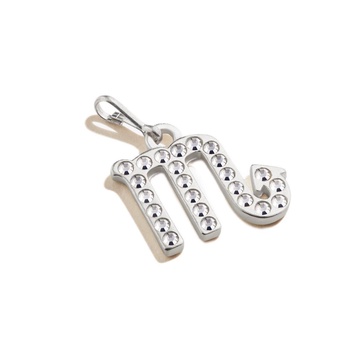 Alex and Ani Zodiac Scorpio Pavé Crystal Charm Chain Station, Scorpio, Sterling Silver, Clear Crystals, Charm Size 0.60 inch Width by 0.56 inch Height
