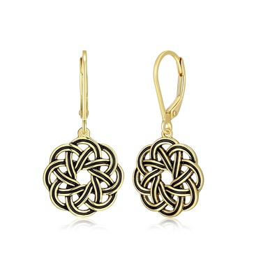 Amazon Essentials .925 Sterling Silver Dangle Earrings for Women, Trendy Drop Women Earrings Hypoallergenic Nickel-Free Jewelry - Lightweight Leverback Celtic Knot Design Jewelry