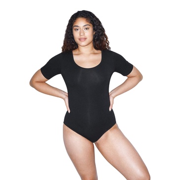 American Apparel womens Cotton Spandex Short Sleeve Scoop Back Bodysuit