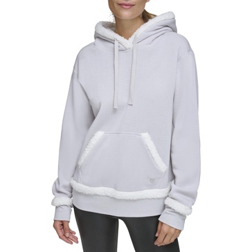 Andrew Marc Women's Long Sleeve Fashion Hoodie, Silver Grey