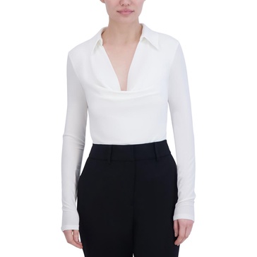 BCBGMAXAZRIA womens Long Sleeve Cowl Neck Bodysuit
