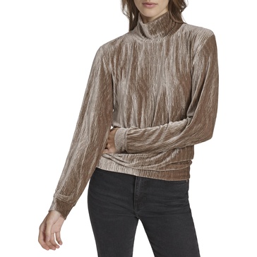 Andrew Marc Women's Turtleneck Velvet Wavy Pattern Top
