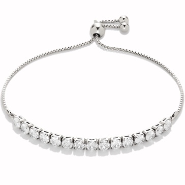 Amazon Essentials 14K Gold or Sterling Silver Plated Adjustable Cubic Zirconia Tennis Bracelet 9.5"