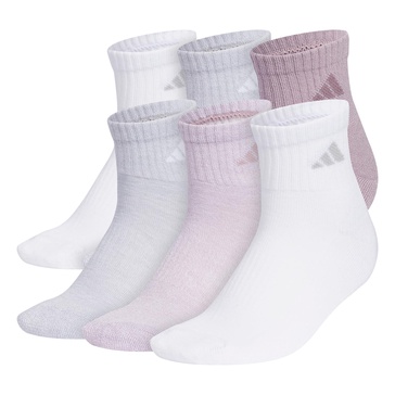 adidas Women's Athletic Cushioned Quarter Socks (6-Pair) with arch compression for a secure fit