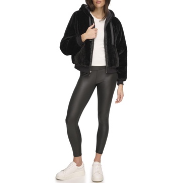 Andrew Marc womens Faux Fur Zip Up Hoodie